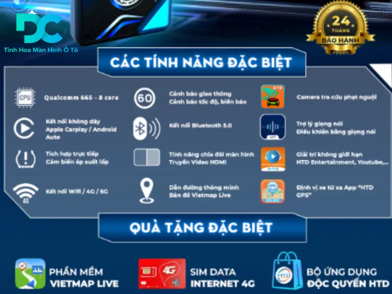 Android box HTD cho ô tô D10 PRO 