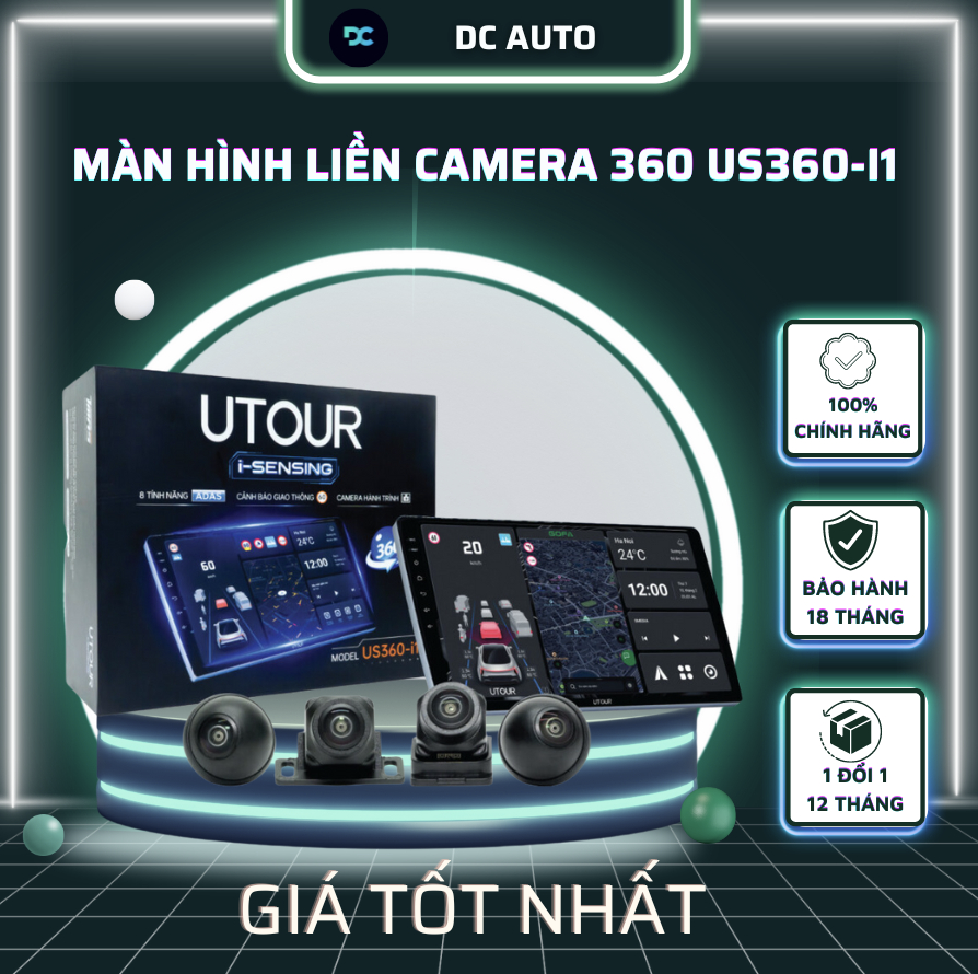 Màn hình Android UTOUR liền Camera 360 US360-i1 | 9 INCH | BH 24 tháng