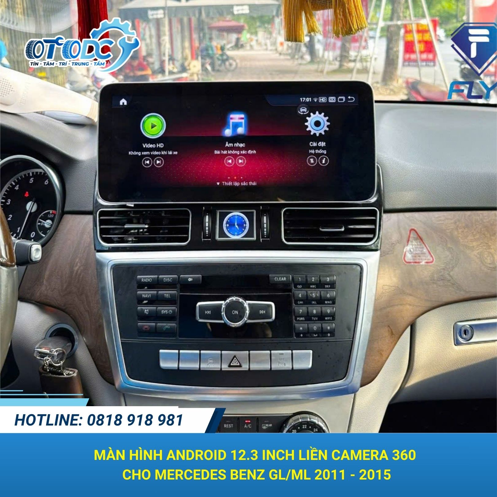 Màn hình Android 12.3 inch Mercedes Benz GL ML 2011 - 2015 Ram 8GB liền camera 360