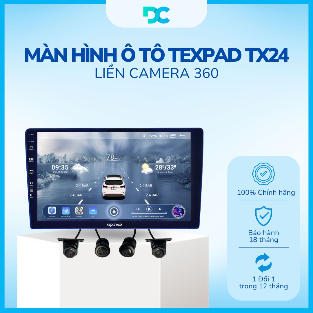 Màn Hình Ô Tô TexPad TX24 Liền Camera 360