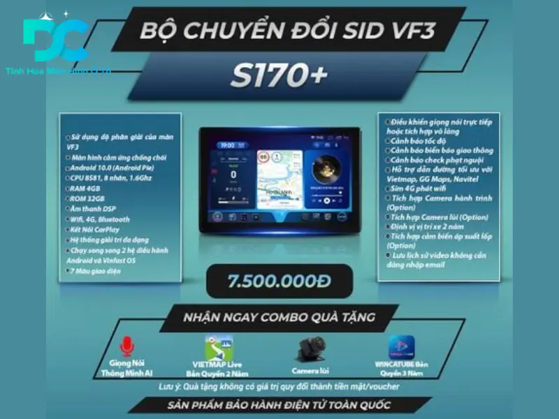 Lựa chọn bộ chuyển đổi Android Vinfast VF3 S170+ Pro chính hãng tại OTO DC