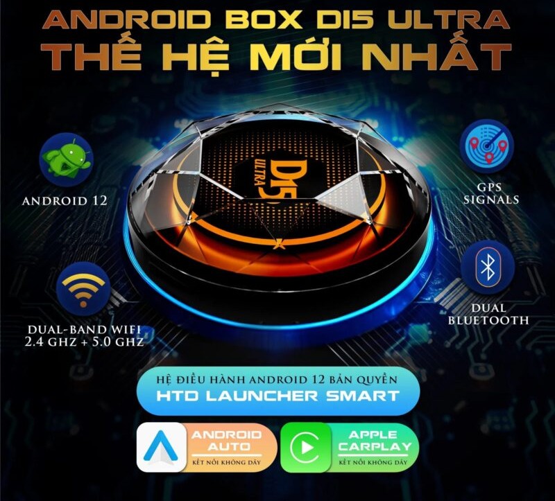 Android box HTD cho ô tô D15 ULTRA Ram 8/128gb