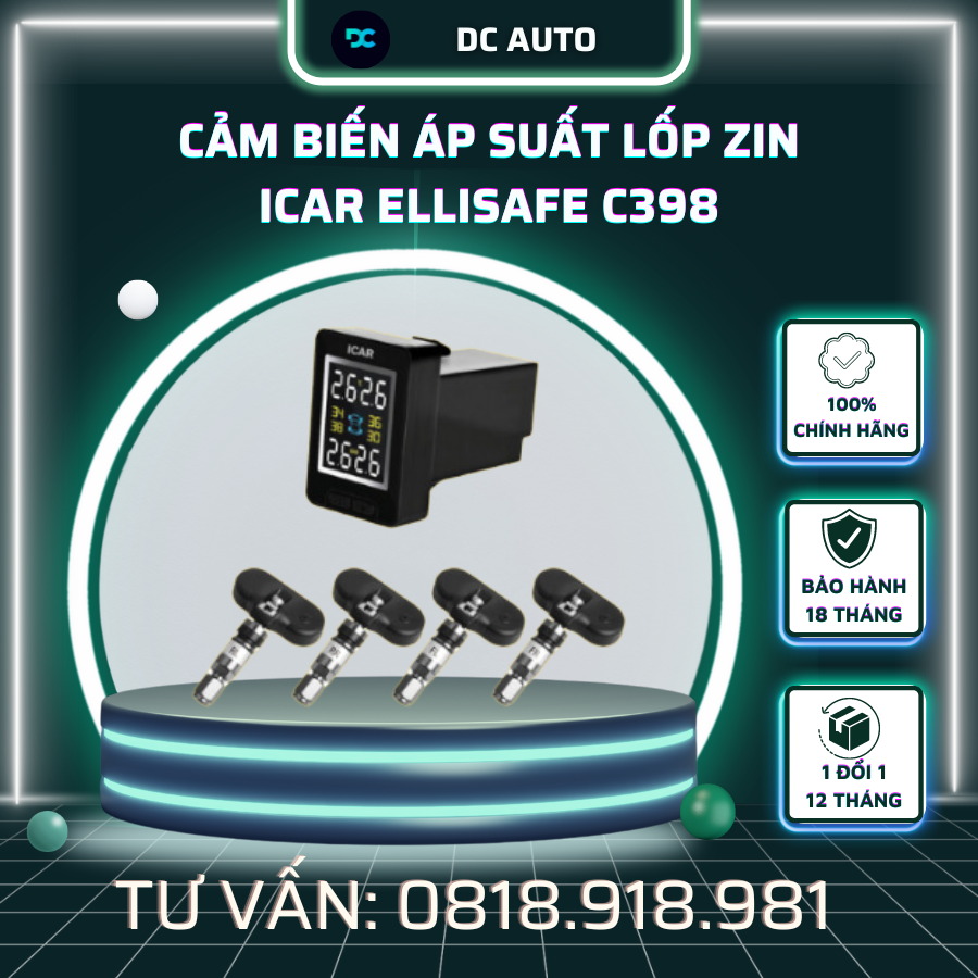 Cảm Biến Áp Suất Lốp Zin theo xe Hãng Toyota, Hãng Honda, Mitshubisi cắm lỗ chờ Zin theo xe ICAR Ellisafe C398