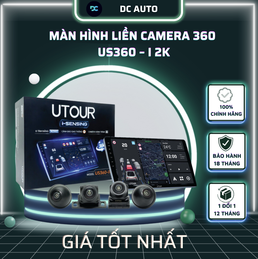 MÀN HÌNH UTOUR US I2K – LIỀN CAMERA 360 | RAM 8G/ROM 128G | BH 24 tháng