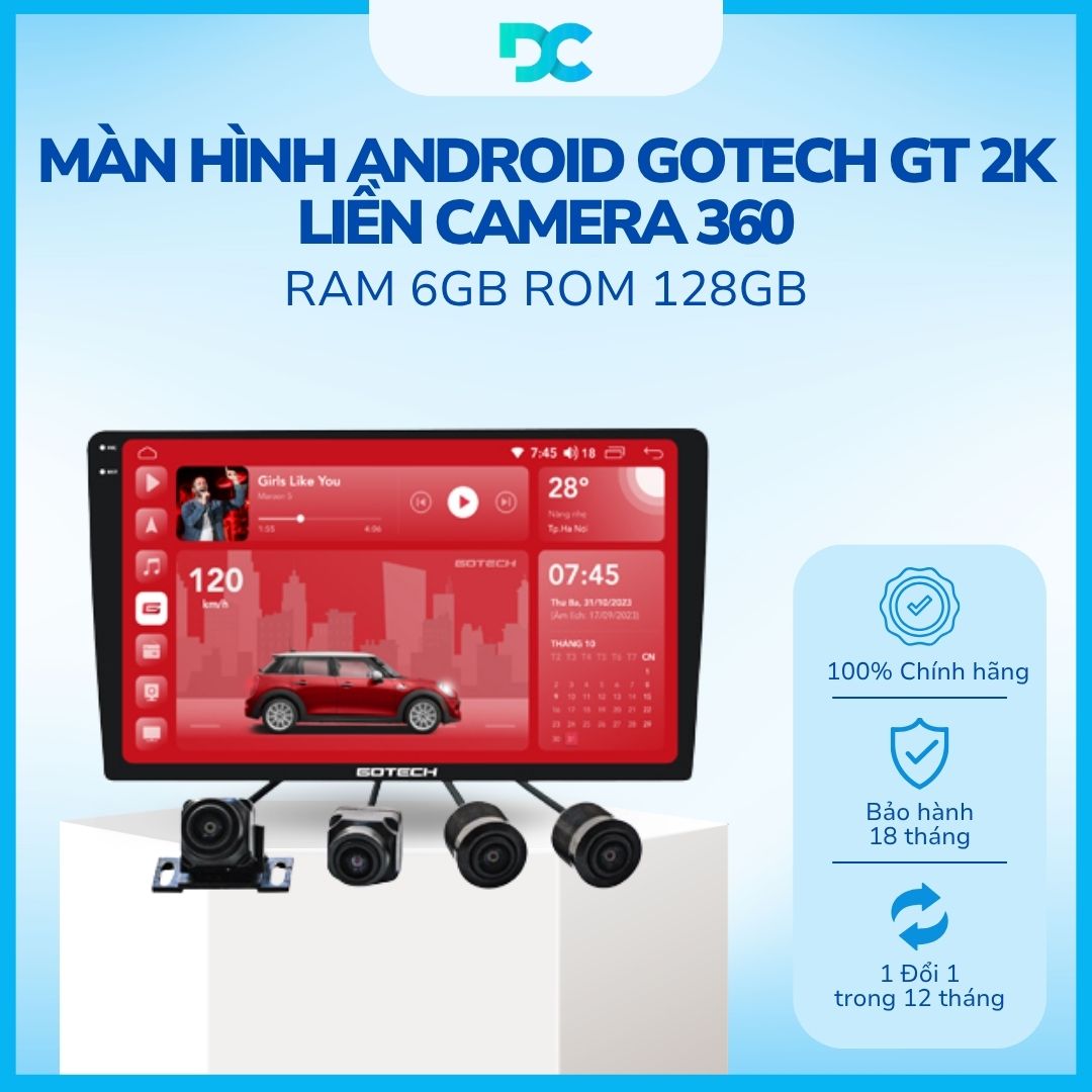 Màn Hình Android Gotech GT 2K Ram 6GB Rom 128GB Liền Camera 360