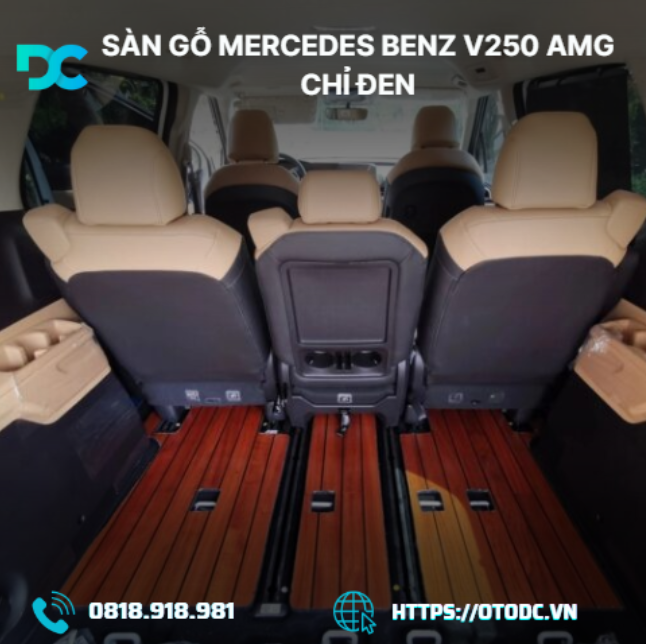 Sàn Gỗ Mercedes Benz V250 AMG Chỉ Đen - Nâng Tầm Đẳng Cấp