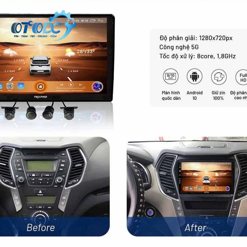 Màn hình ô tô TexPad TX24 liền camera 360 ram 4g