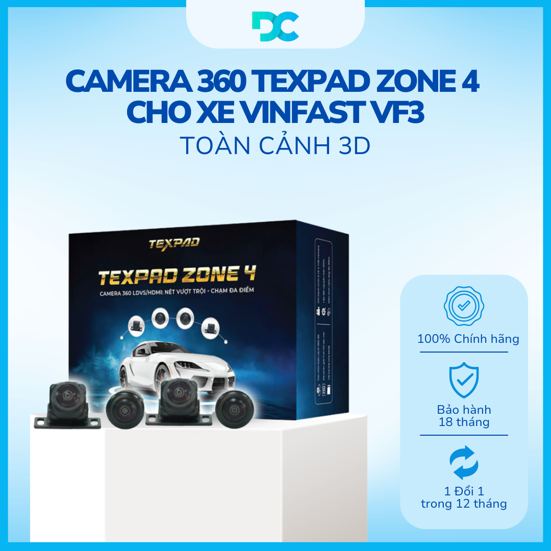 Camera 360 TEXPAD ZONE 4 Toàn Cảnh 3D Cho Xe Vinfast VF3