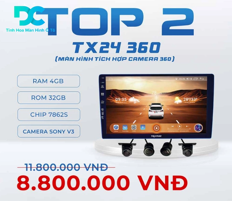 Màn hình ô tô TexPad TX24 liền camera 360 có giá bao nhiêu?