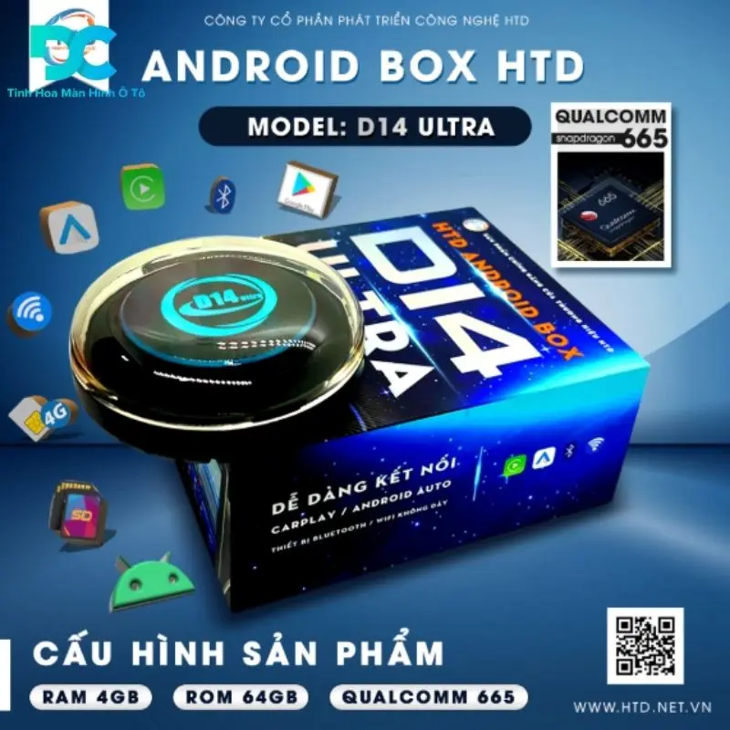 Android box HTD cho ô tô D14 ULTRA