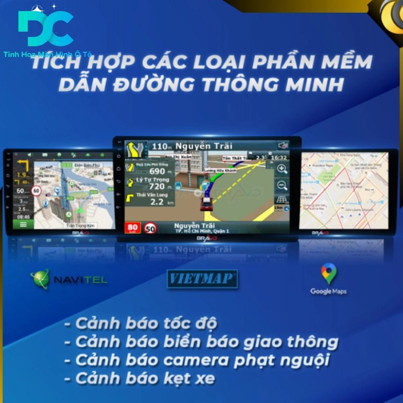 Màn hình Winca Bravo B10 Lite tích hợp các loại phần mềm dẫn đường thông minh