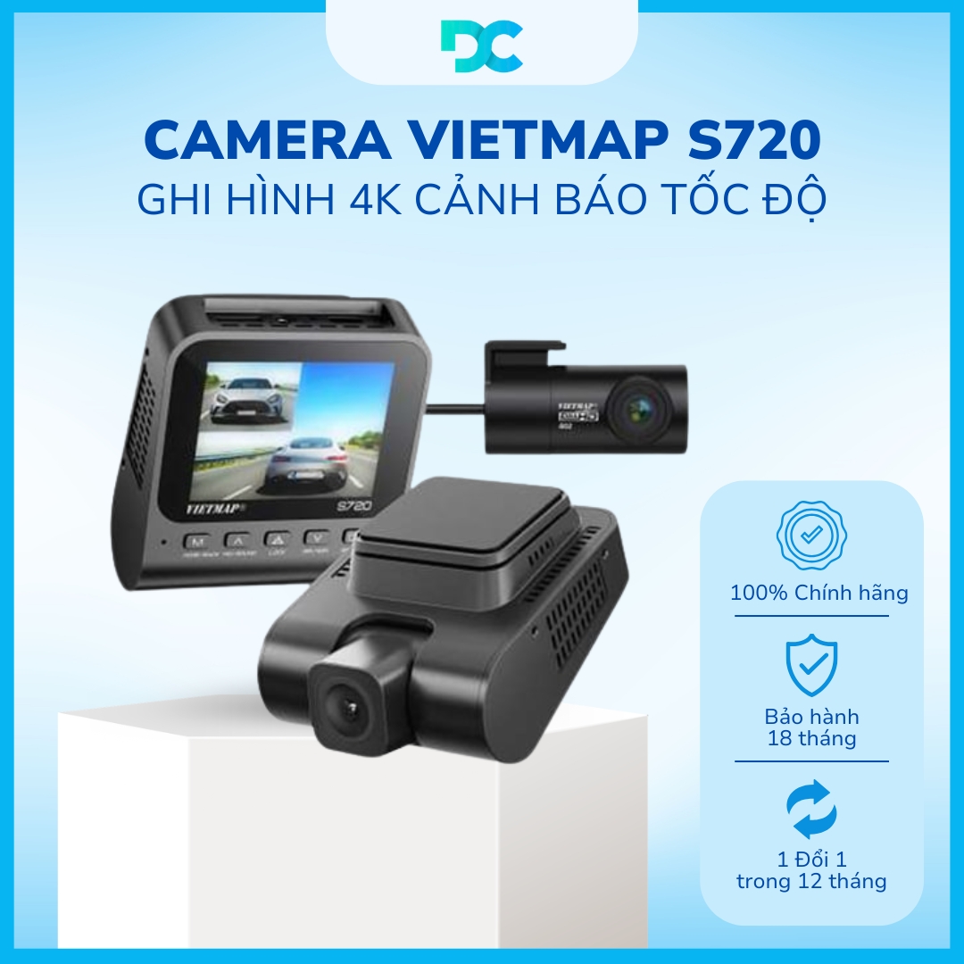 Camera Hành Trình Ghi Hình Trước Sau 4K VIETMAP S720 Cảnh Báo Tốc Độ