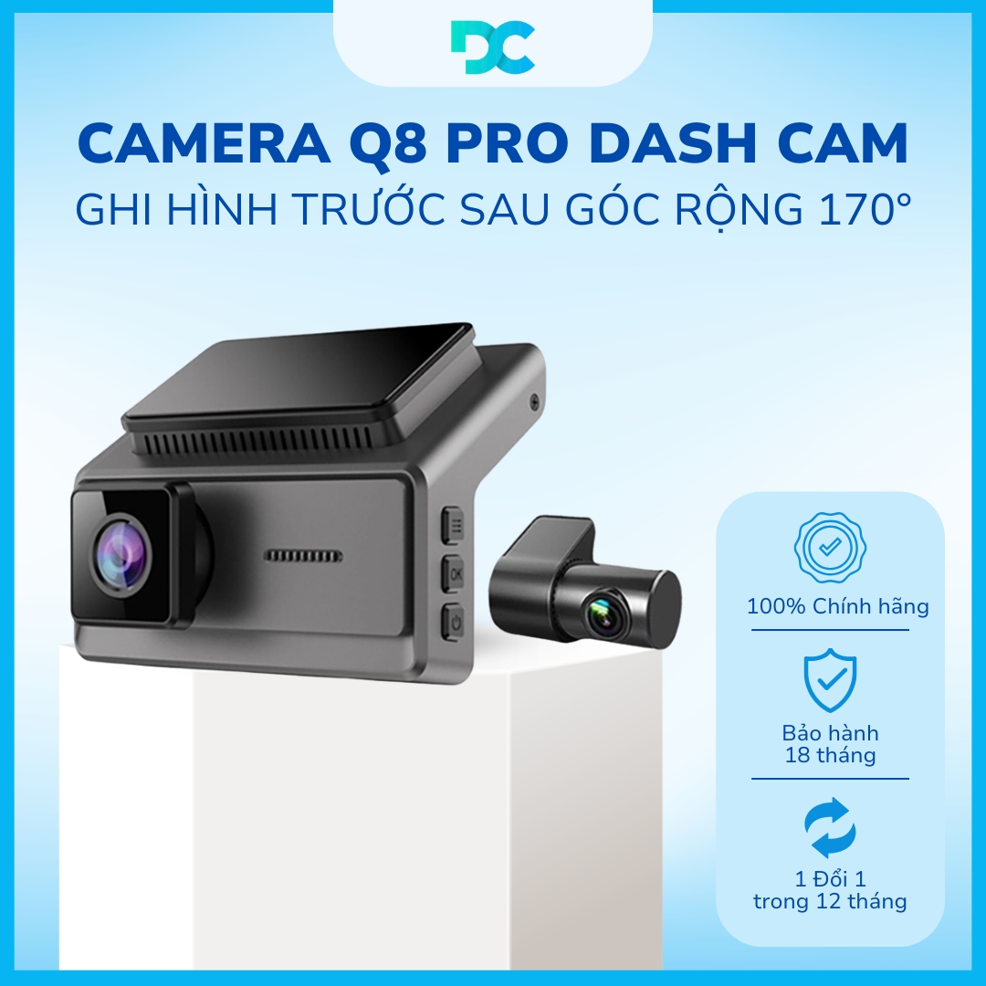 Camera Hành Trình Ô Tô Q8 Pro Dash Cam - Ghi Hình Trước Sau Góc Rộng 170°