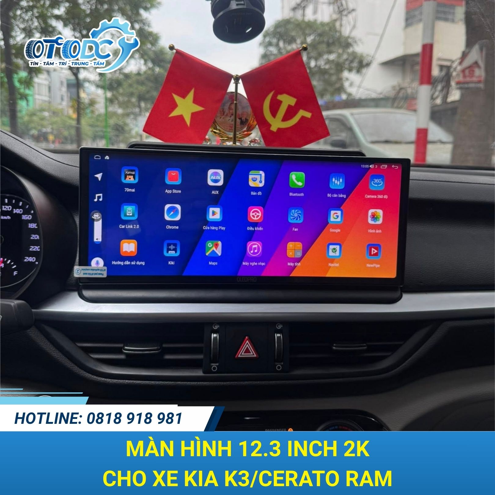 Màn hình 12.3 inch KIA K3/Cerato Ram 4GB 2K