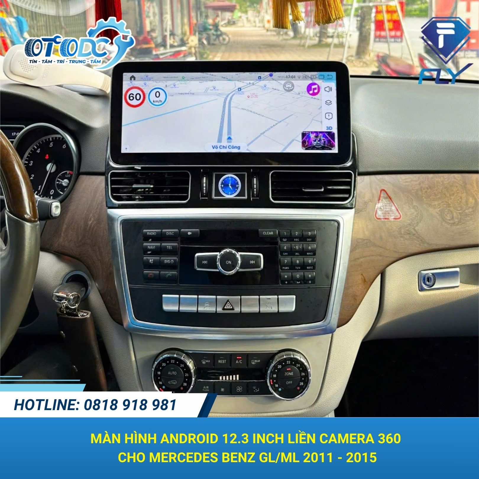 Màn hình Android 12.3 inch Mercedes Benz GL ML 2011 - 2015 Ram 8GB liền camera 360