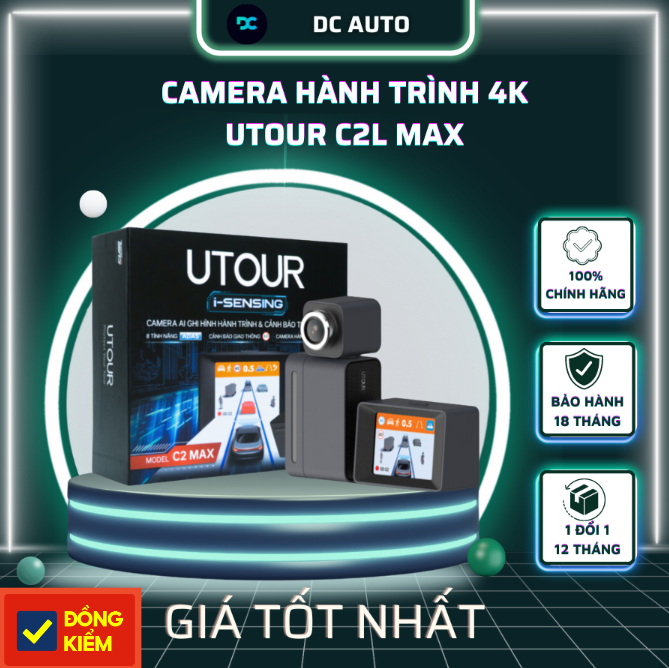 Camera Hành Trình UTOUR C2 MAX | SIÊU NÉT 4K | 8 TÍNH NÂNG ADAS AI