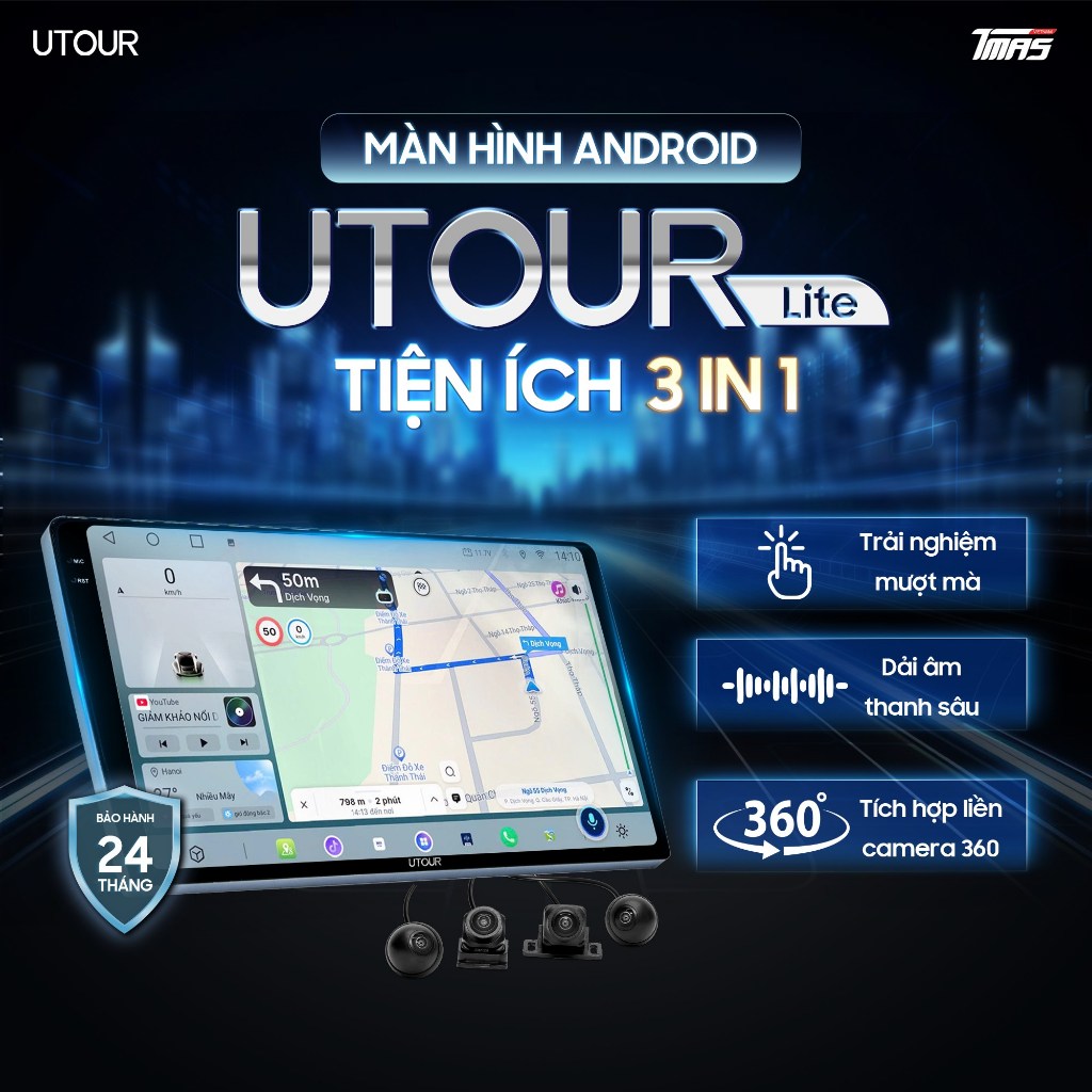 Màn hình Android Utour 2K liền camera 360  Ram 4 6 8GB UTOUR i2k Lite