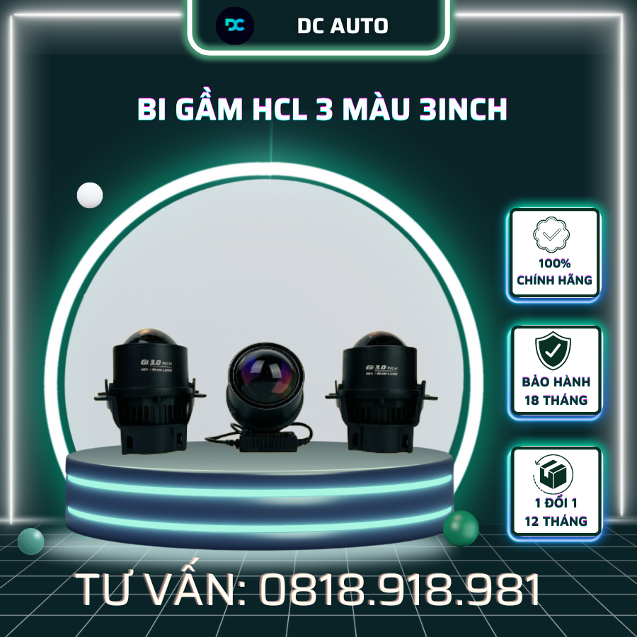 Đèn Bi Gầm LED HCL 3 Màu | 2 + 3 Inch Phù Hợp Mọi Xe