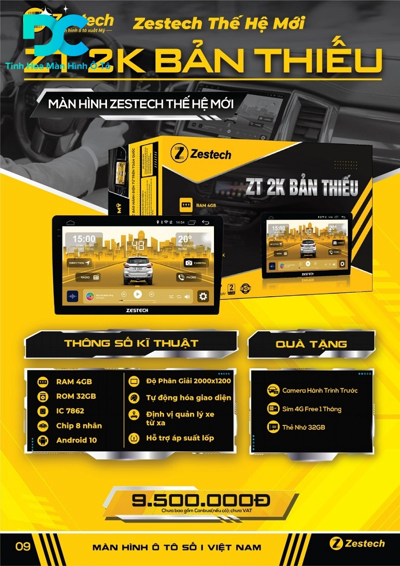 Báo giá màn hình Zestech 9 inch ZT 2K liền camera 360