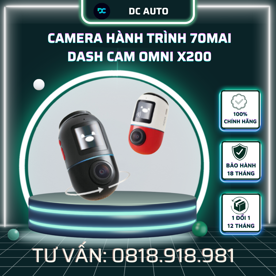 Camera hành trình 70mai Dash Cam Omni X200 - Giám sát từ xa, quay 360 độ siêu nét