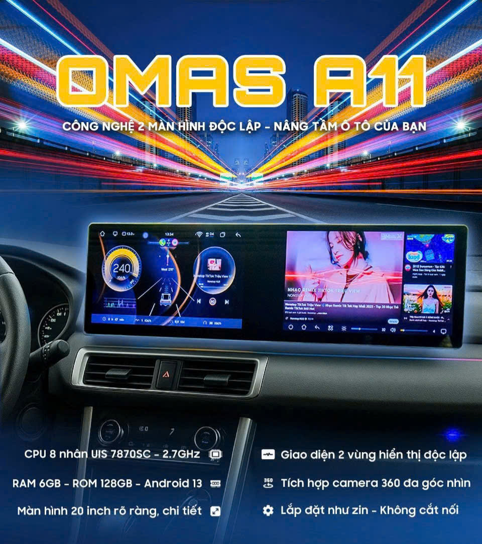 Màn hình android OMAS 20 inch Honda Civic 2016-2022 - Ram 6GB - 128GB liền camera 360