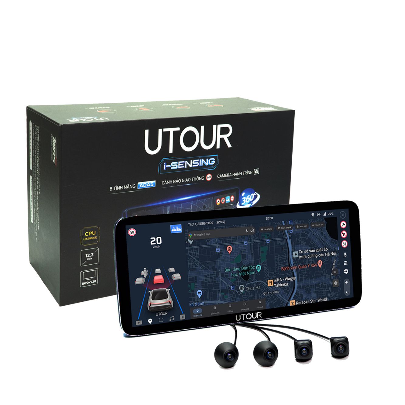 Màn hình Android 12.3 inch Utour liền camera 360  Ram 4GB UTOUR i12 Lite