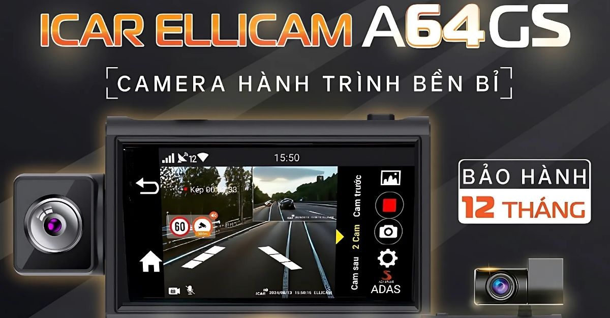 CAMERA HÀNH TRÌNH ELLICAM A64GS ghi hình trước sau