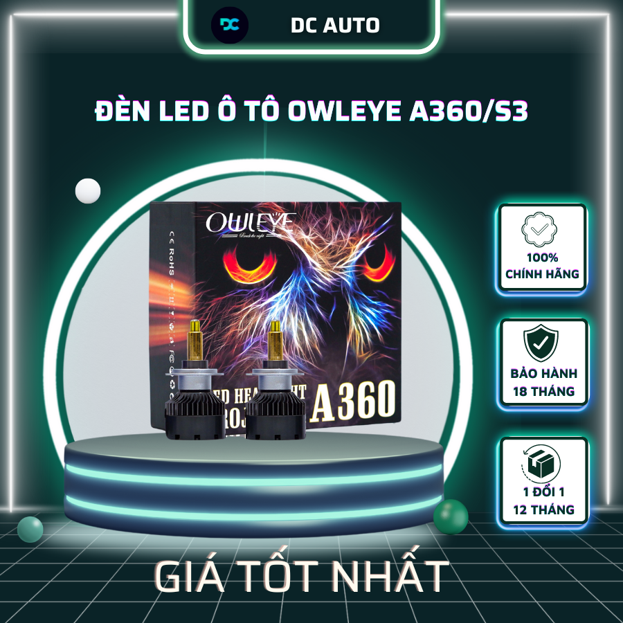 Đèn LED Ô Tô Owleye A360/S3 | OTO DC | Bảo Hành 3 Năm