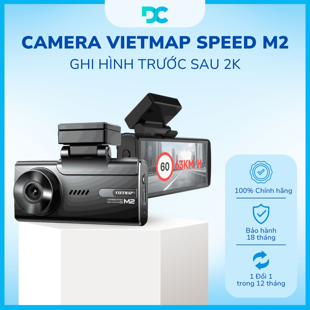 Camera Hành Trình Cảnh Báo Tốc Độ VIETMAP SPEED M2 Ghi Hình Trước Sau 2K