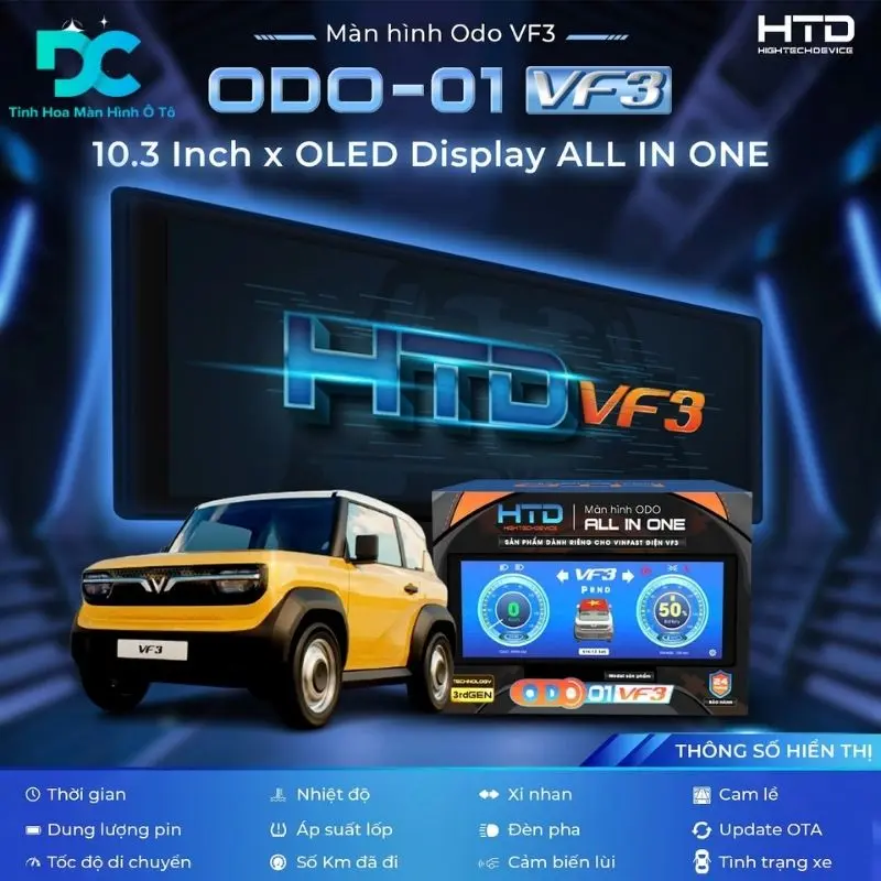 Màn hình ODO - 01 dành cho VF3 kèm camera lùi HTD