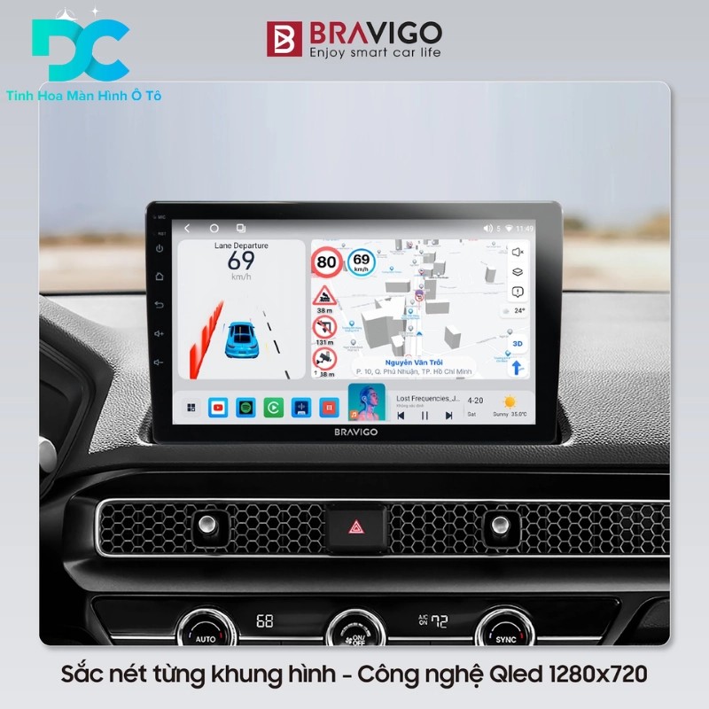 Màn hình android Bravigo BX7 360 Tràn viền QLED ADAS