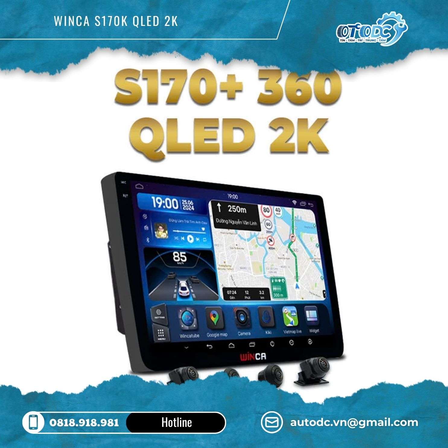 Màn hình android 2K ram 6GB camera 360 Winca S170K QLED 2K