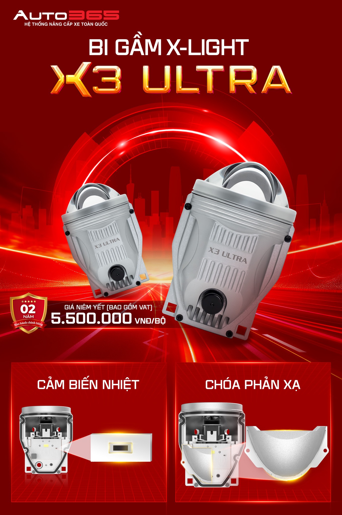 Bi gầm x3 Ultra - Công suất 45/75w