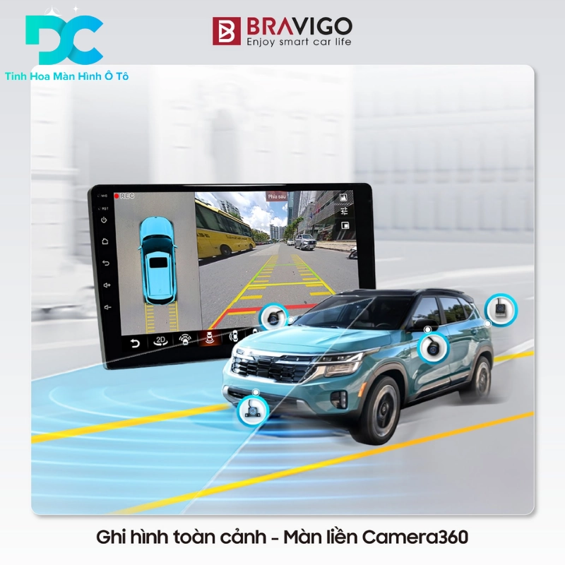 Màn hình Android Bravigo BX7 360 có hệ thống Camera 360 Sony A225/255 Full HD tích hợp liền mạch