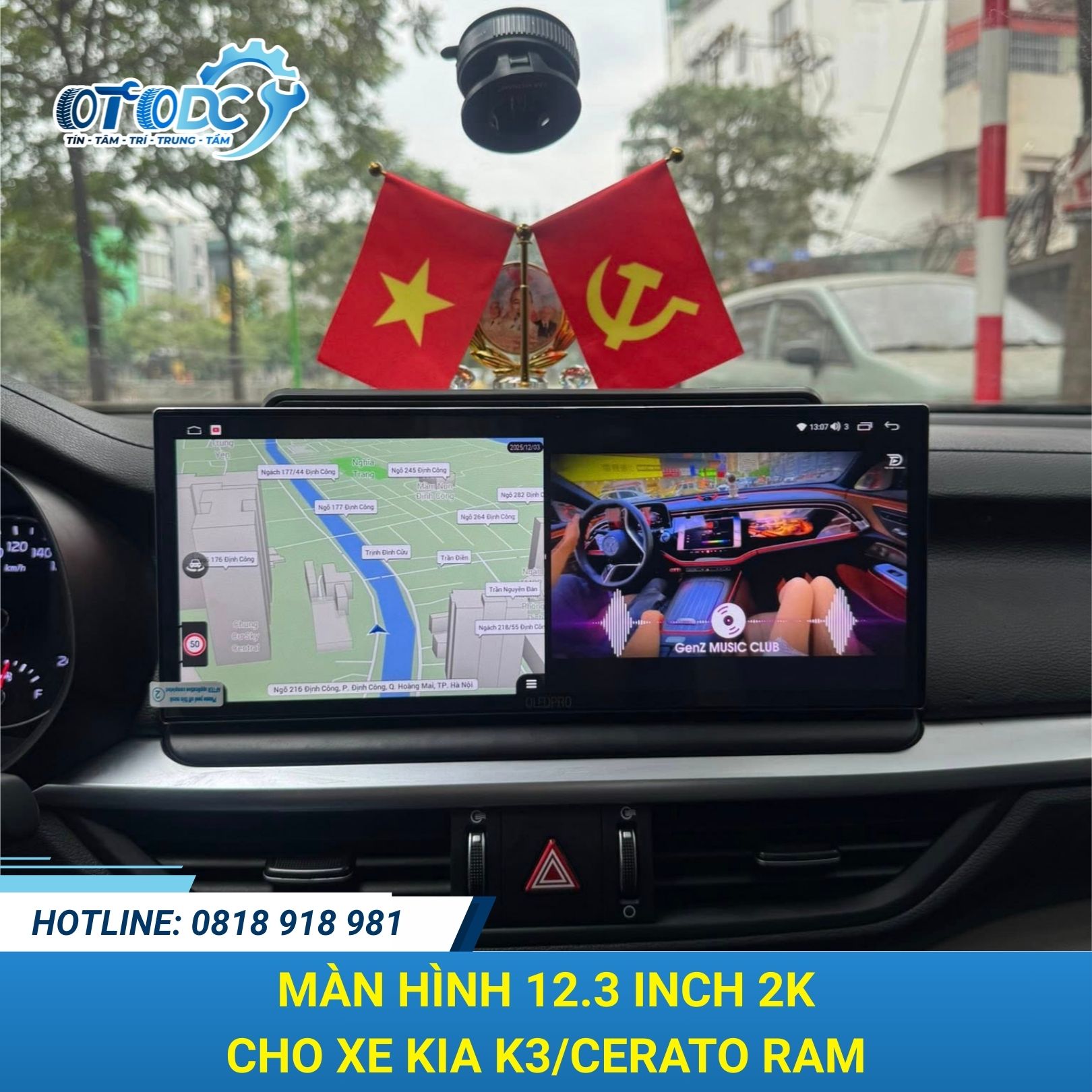 Màn hình 12.3 inch KIA K3/Cerato Ram 4GB 2K