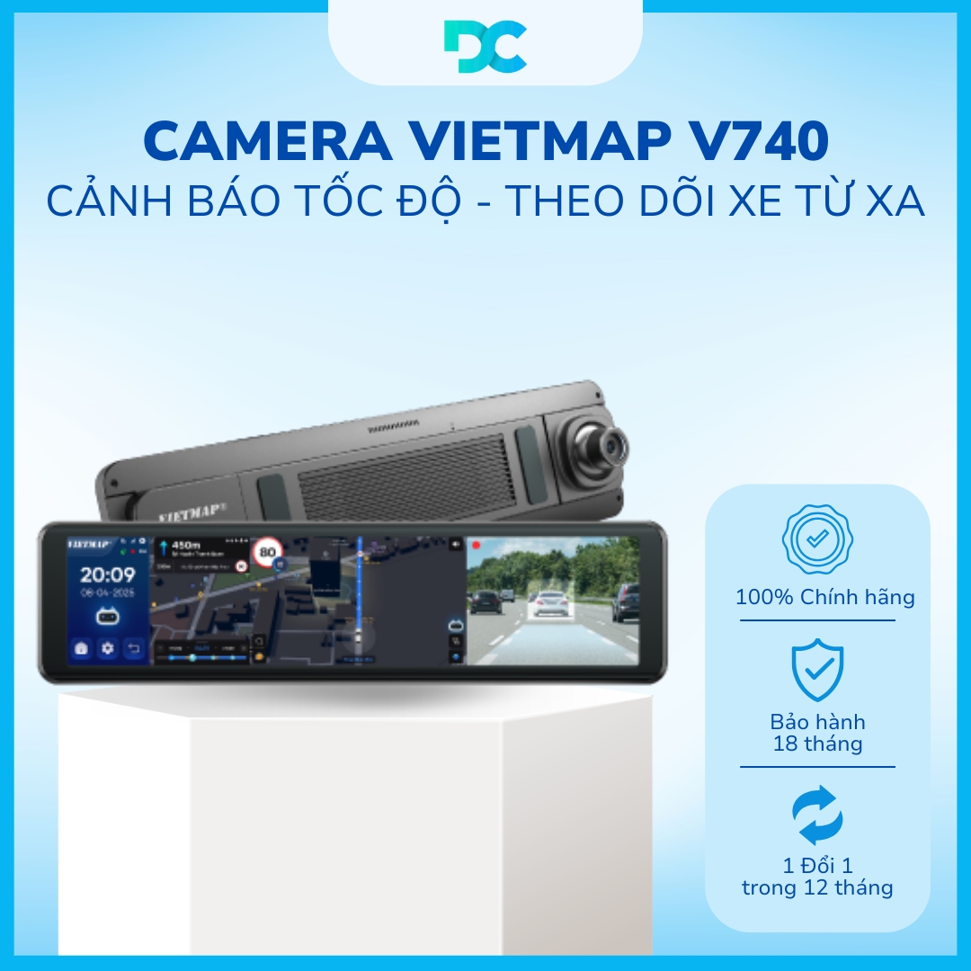 Camera Hành Trình Gương VIETMAP V740 Cảnh Báo Tốc Độ - Theo Dõi Xe Từ Xa 