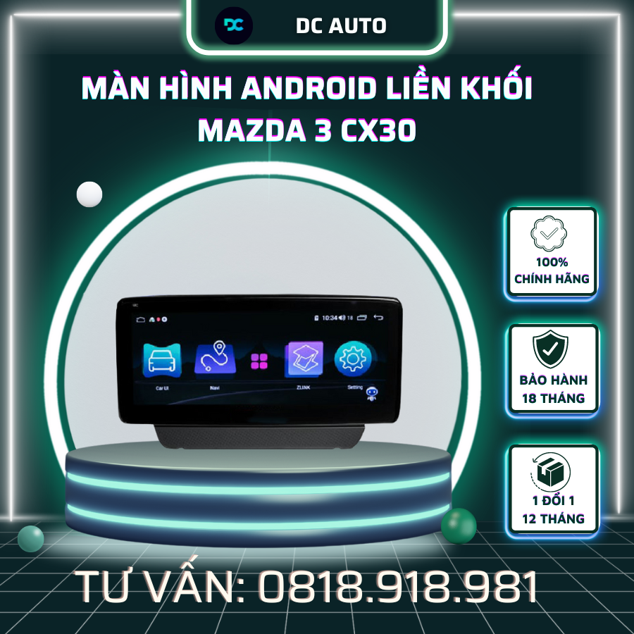 Màn Hình Android Liền Khối Mazda 3 CX30 | Kích Thước 10,25 inch | Cắm Giắc Zin | 2 Hệ Điều Hành