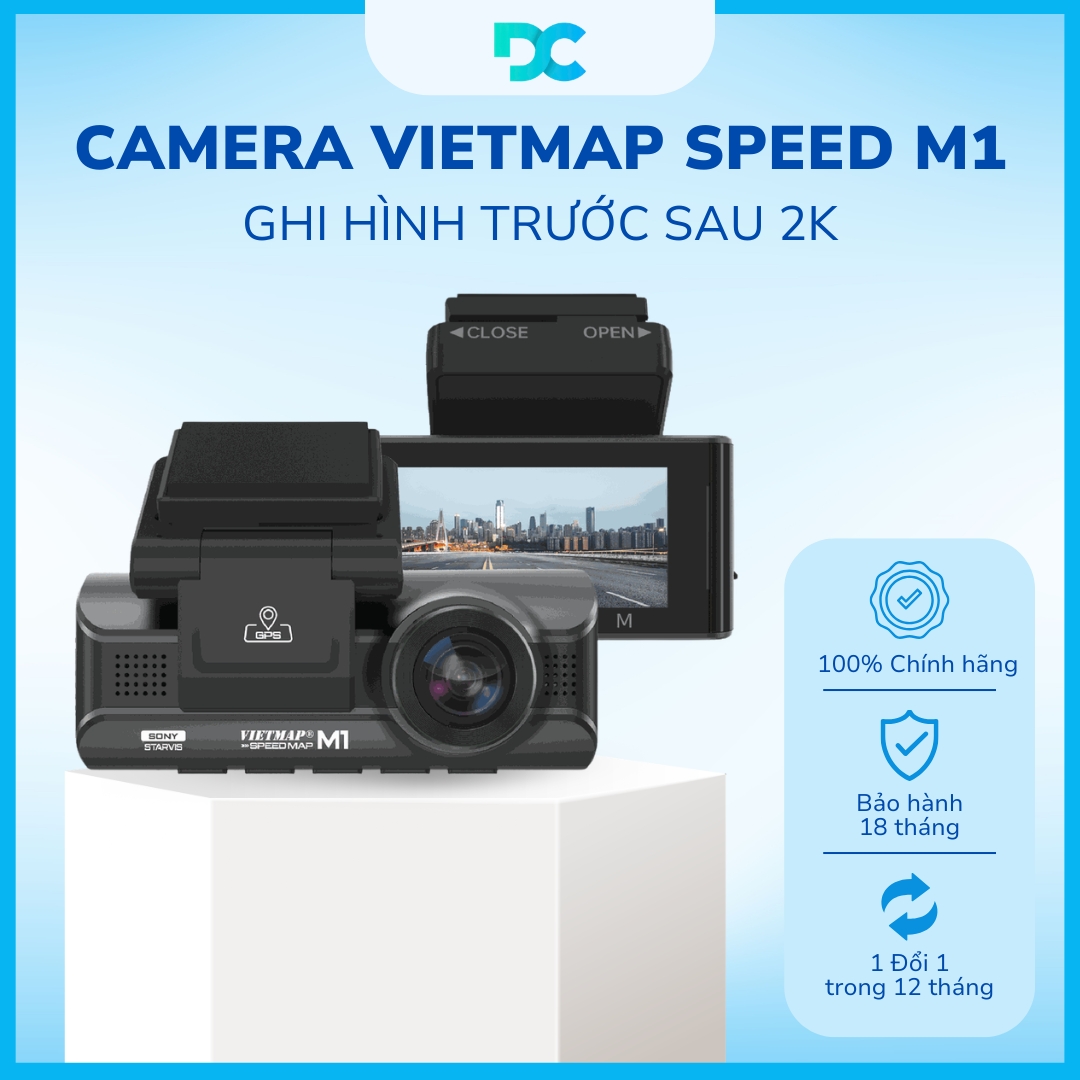 Camera Hành Trình Cảnh Báo Tốc Độ VIETMAP SPEED M1 Ghi Hình Trước Sau 2K