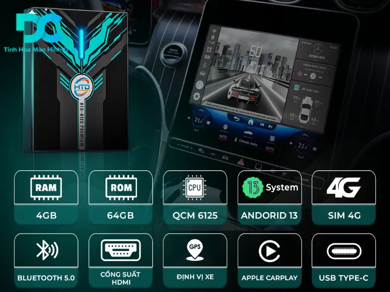 Android box HTD cho ô tô D12 Premium 