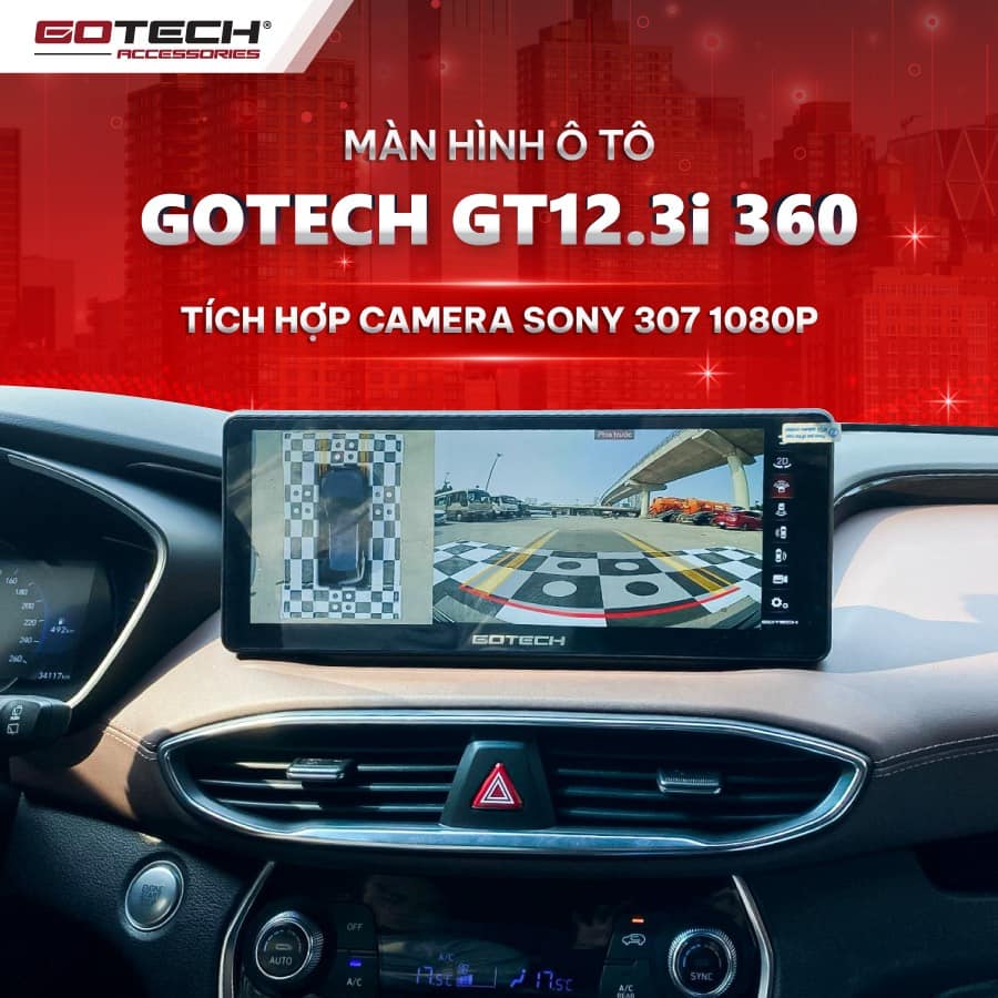 Màn hình android GOTECH 12.3 inch liền camera 360