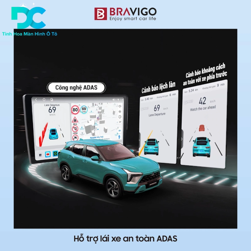 Màn hình Android Bravigo BX7 360 tích hợp công nghệ hỗ trợ lái xe nâng cao ADAS (Advanced Driver Assistance Systems)