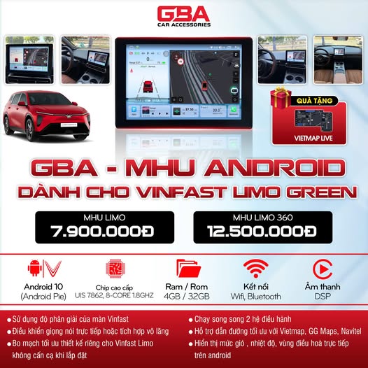 MHU GBA cho Vinfast Limo Green - SID chuyển đổi android