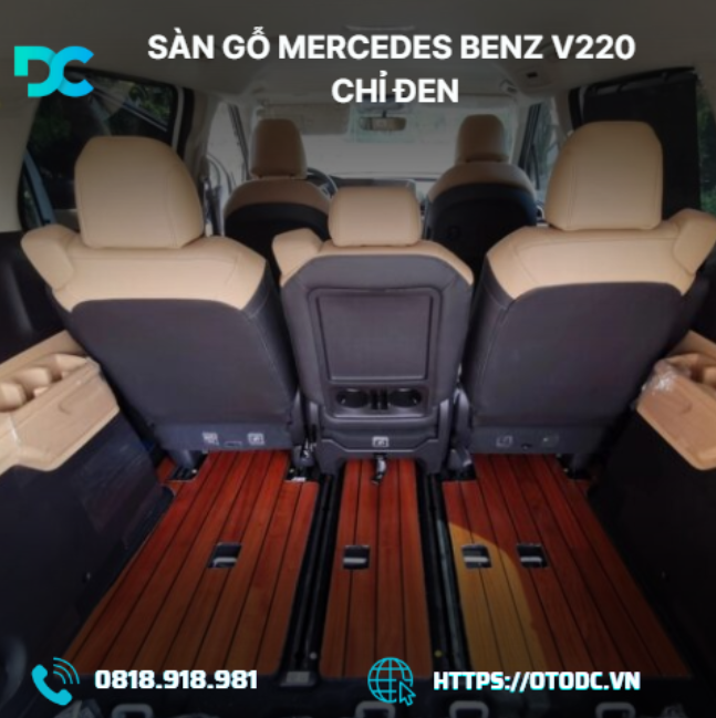 Sàn Gỗ Mercedes Benz V220 Chỉ Đen - Nâng Tầm Đẳng Cấp