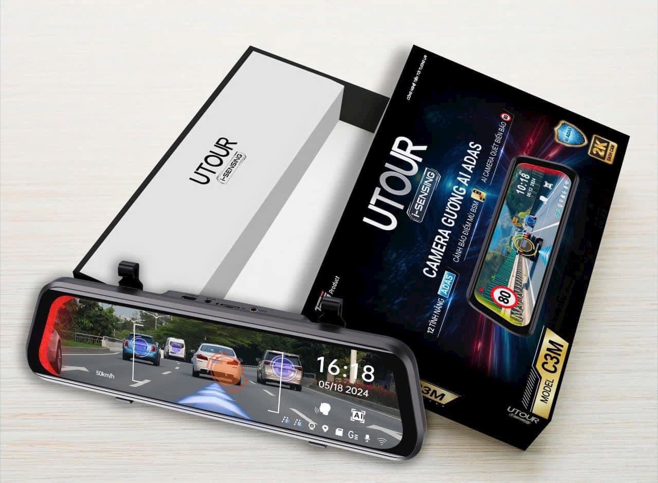 Camera hành trình gương điện tử UTOUR C3M - AI ADAS cảnh báo giao thông